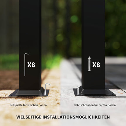 Volně stojící pergola 3x3m s posuvnou střechou, odolná proti UV