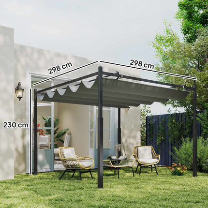Volně stojící pergola 3x3m s posuvnou střechou, odolná proti UV