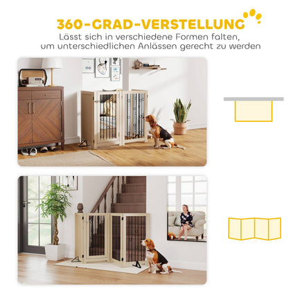 Freestanding Pet Gate with Door, 4 Panels, MDF and Steel