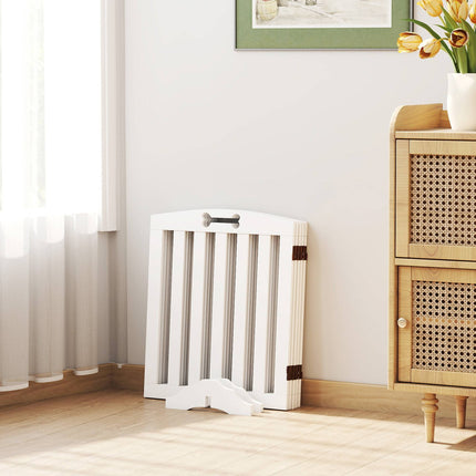 Freestanding Pet Gate with Support Feet, 258 x 30 x 61 cm, White