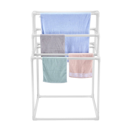 Freestanding Pool Towel Rack, 8-Bar PVC Indoor/Outdoor
