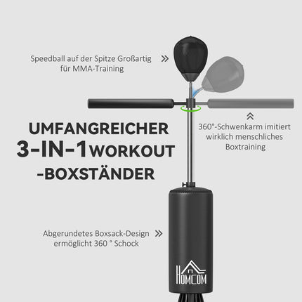 Volně stojící boxovací pytel se speedballem, nastavitelný 155-205cm