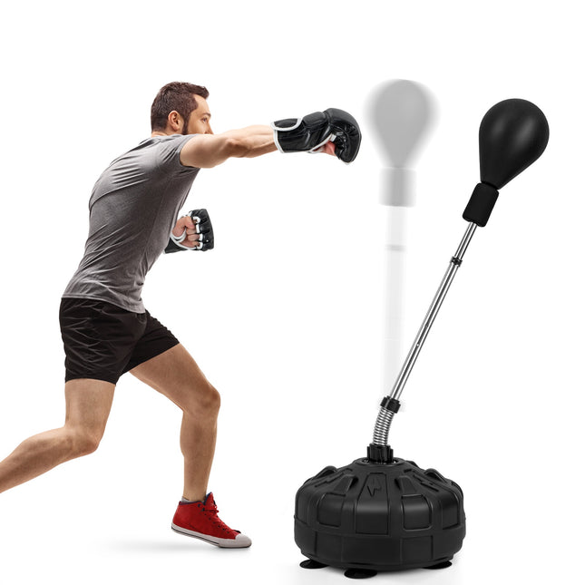 Volně stojící reflexní boxovací pytel, nastavitelná výška, rukavice