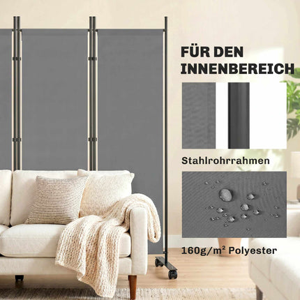 Volně stojící paraván, 5 panelů, tmavě šedá, 252 x 40 cm