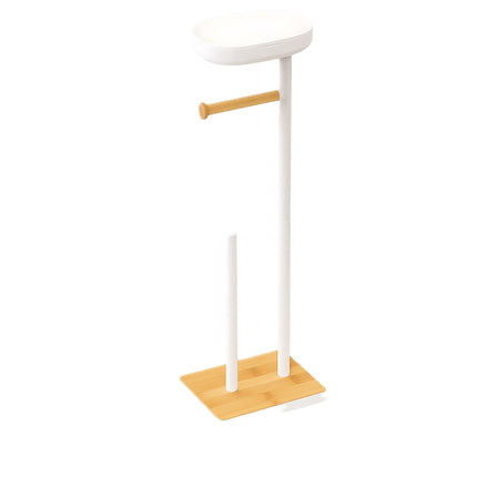 Freestanding Toilet Paper Holder With Shelf, Holds 3 Rolls