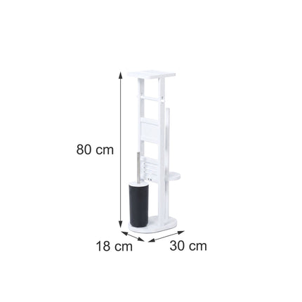 Freestanding Toilet Roll Holder with Shelf – White