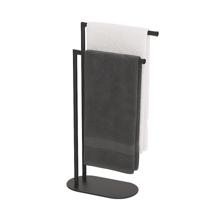 Freestanding Towel Rack, 2-Bar Matte Metal Bathroom
