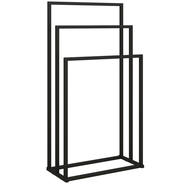 Freistehender Handtuchständer mit 3 Stangen, Stahl, 45x21,5x85 cm