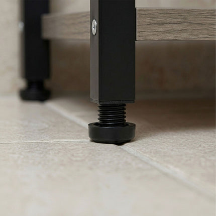 Freestanding Towel Rack with Shelf, Black-Grey, Steel & MDF