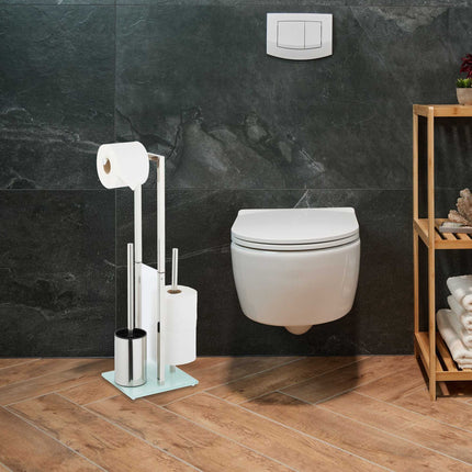 Vrijstaande toiletset van staal en glas