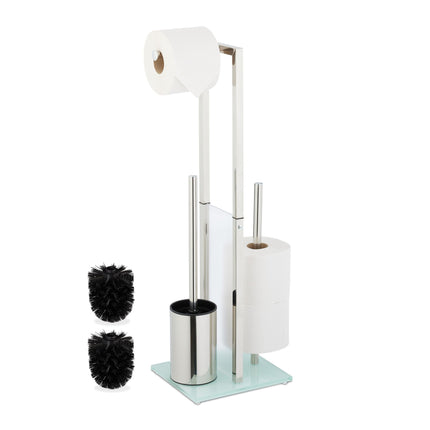 Vrijstaande toiletset van staal en glas