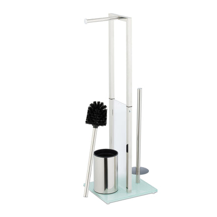 Vrijstaande toiletset van staal en glas