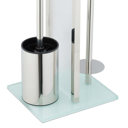 Vrijstaande toiletset van staal en glas