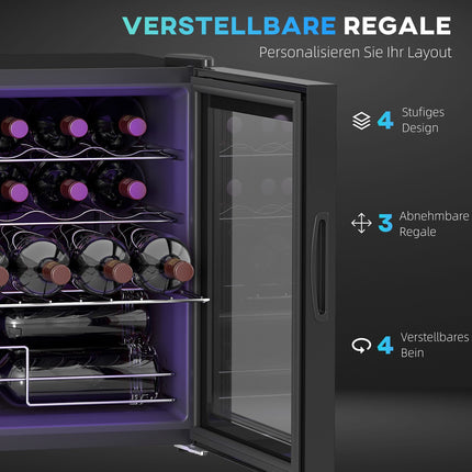 Freestanding Wine Fridge, 16 Bottles, Touchscreen, LED