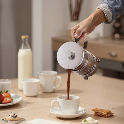 French Press Coffee Maker, 1L Borosilicate Glass, Steel Filter
