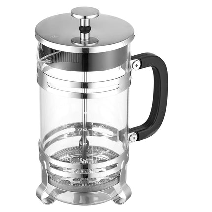 French Press Coffee Maker, 1L Borosilicate Glass, Steel Filter