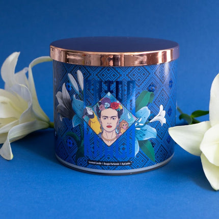 Frida Kahlo vonná svíčka – umělecký skleněný design