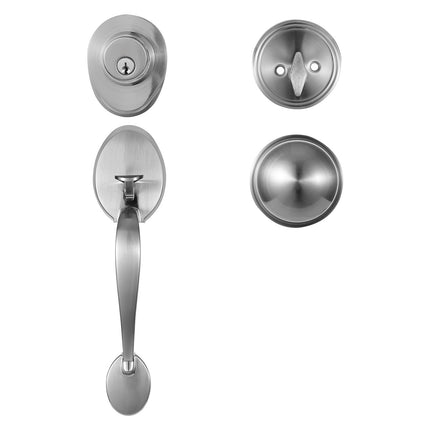 Front Door Handleset with Deadbolt, Satin Nickel, Single Cylinder
