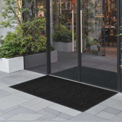 Front Door Mat 6 x 4 Ft, Non-Slip PVC, Washable, Grey