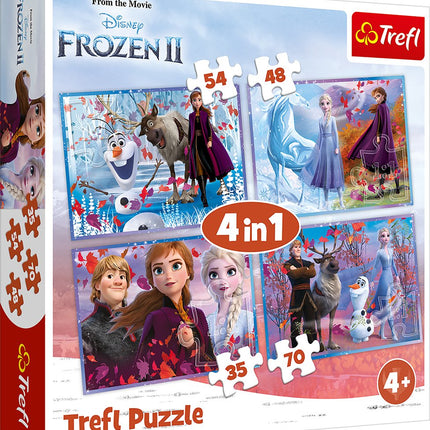 Frozen II dětská sada puzzle 4 v 1, zábavná a poutavá
