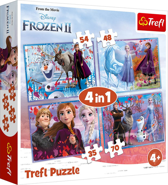 Frozen II dětská sada puzzle 4 v 1, zábavná a poutavá