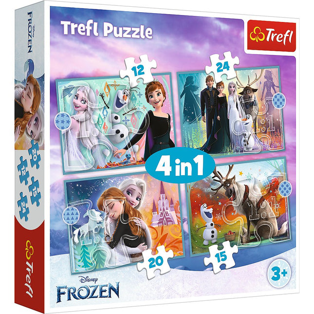 Frozen dětská sada puzzle 4 v 1, poutavá a zábavná
