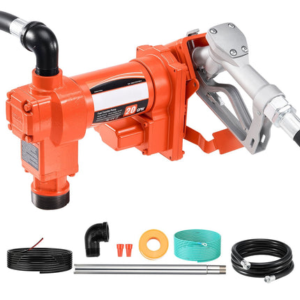 Fuel Transfer Pump 12V, 20 GPM, Manual Nozzle, Hose