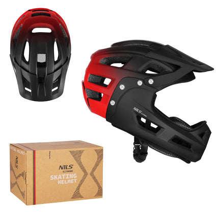 Integrální helma, velikost M 56-58 cm, odnímatelná bradová část, červená