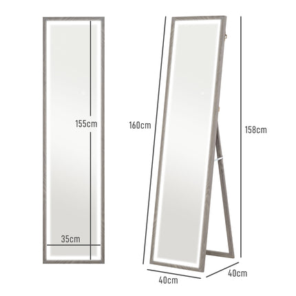 Celopostavové LED zrcadlo, 40x160 cm, dotykové ovládání, stmívatelné