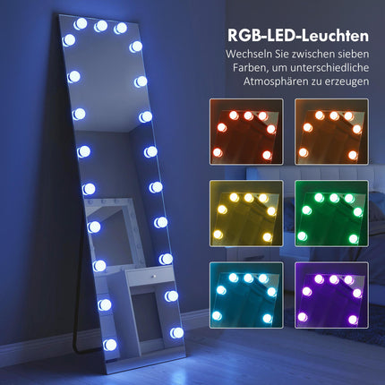 Celopostavové zrcadlo 150x40 cm, RGB LED, dotykové ovládání, paměť