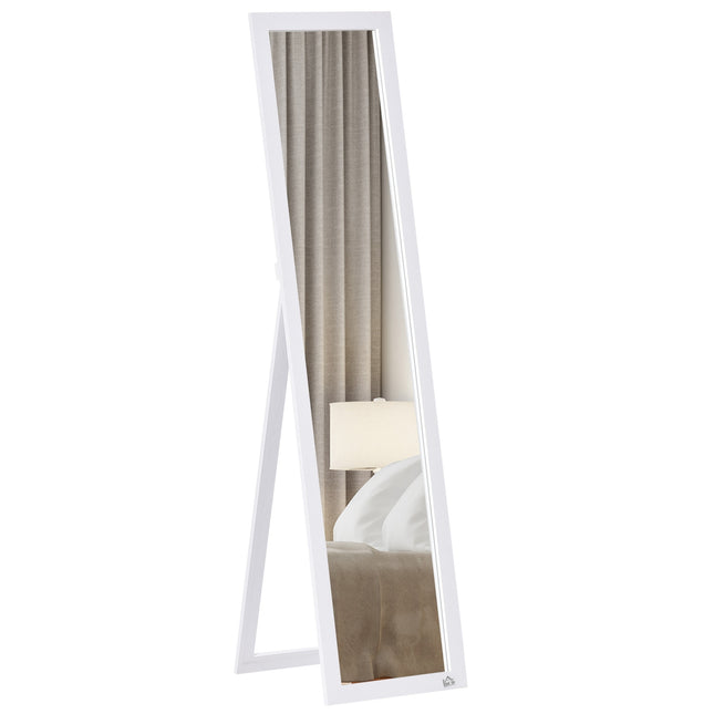 Celopostavové zrcadlo 154x37cm se stojanem – bílý rám