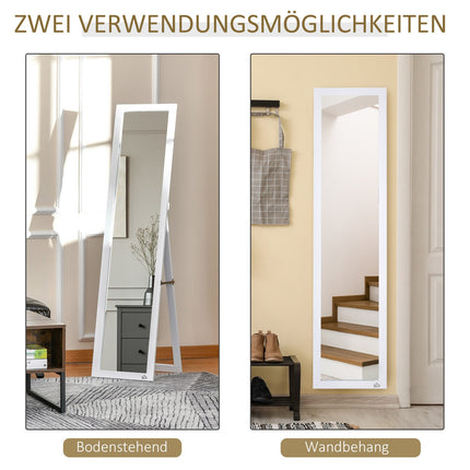 Celopostavové zrcadlo 154x37cm se stojanem – bílý rám