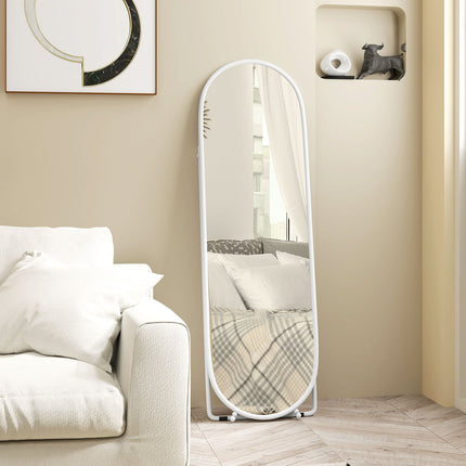 Oválné celotělové zrcadlo - 160x40 cm nástěnné zrcadlo se stojanem