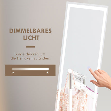 Celopostavové LED zrcadlo, 40x150cm, dotykové ovládání, bílá