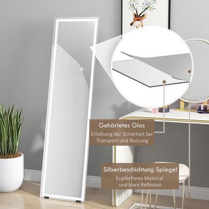 Celopostavové LED zrcadlo, 40x150cm, dotykové ovládání, bílá