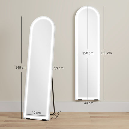 Celopostavové zrcadlo s LED osvětlením, 150x40 cm, stmívatelné