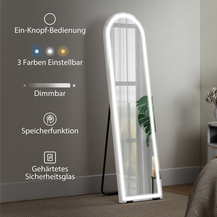 Celopostavové zrcadlo s LED osvětlením, 150x40 cm, stmívatelné