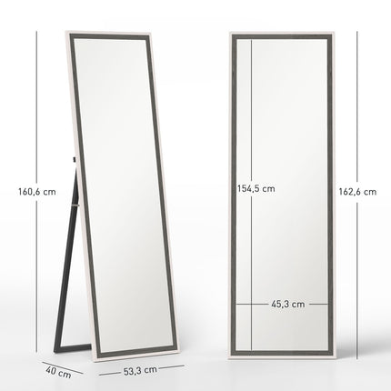 Celopostavové zrcadlo, MDF rám, bezpečnostní fólie, 162.6 x 53.3 cm, šedá