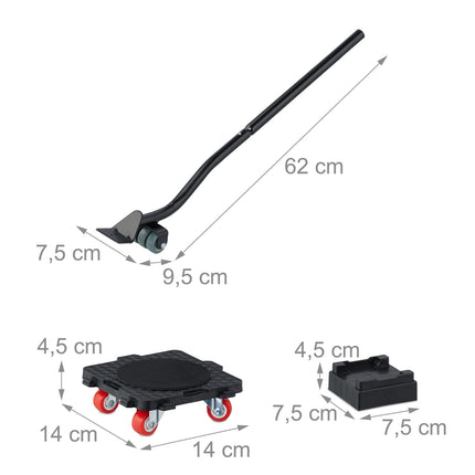 Sada zvedáku a posunovačů nábytku s 360° kolečky
