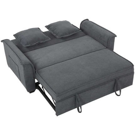 Rozkládací pohovka futon, nastavitelná opěrka, 2 místa, tmavě šedá, 2 polštáře