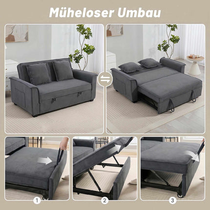 Rozkládací pohovka futon, nastavitelná opěrka, 2 místa, tmavě šedá, 2 polštáře
