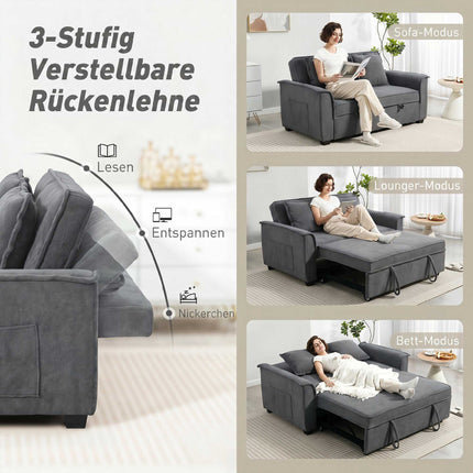 Rozkládací pohovka futon, nastavitelná opěrka, 2 místa, tmavě šedá, 2 polštáře