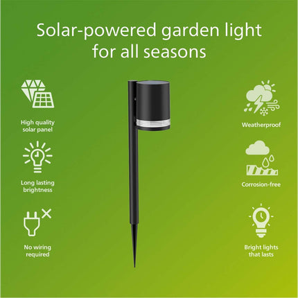 Fyce zahradní lampa rovná solární ultraúsporná LED 200lm černá