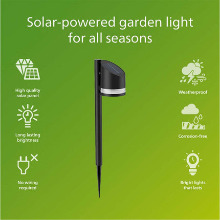 Fyve zahradní lampa šikmá solární ultraúsporná LED 200lm černá