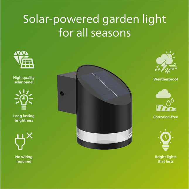 Fyve nástěnná lampa šikmá solární ultraúsporná LED 200lm černá