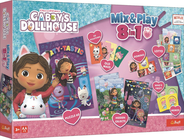 Gabby's Dollhouse sada stolních her 8 v 1 Mix & Play