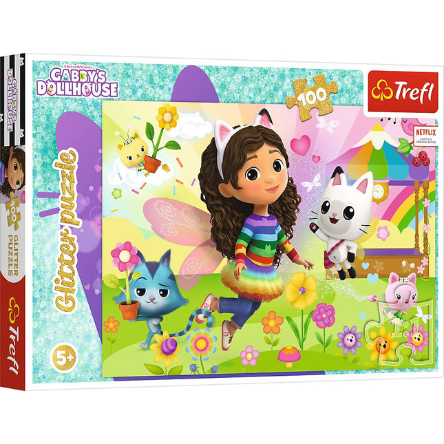 Gabby's Dollhouse třpytivé puzzle, 100 dílků pro děti