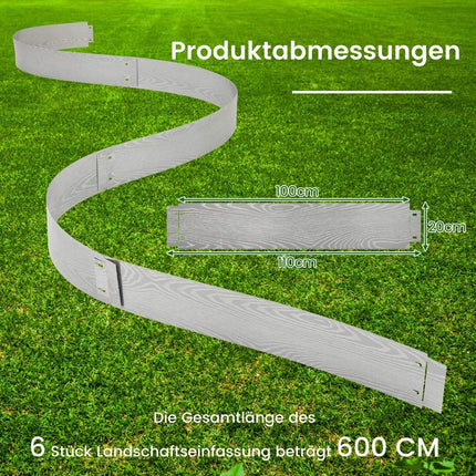 Pozinkovaný kovový zahradní obrubník, 6 panelů, 600 cm