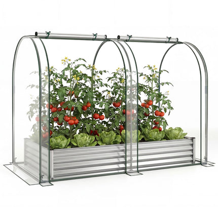 Galvanized Raised Garden Bed 6x3x1 Ft with PVC Cover