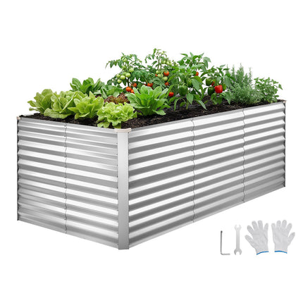 Galvanized Raised Garden Bed 8 x 4 x 3 Ft, Alu-Zinc